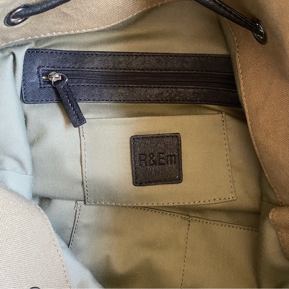 R&EM Rebecca Minkoff Canvas Vegan Leather Tote Bag - Picture 8 of 11